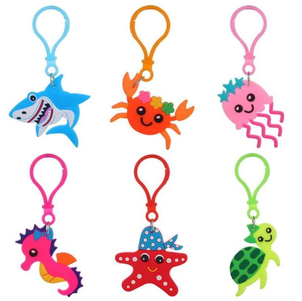 Niedliche PVC Marine Animals Schlüsselbund Kinder Schmuck Cartoon Crab Tortoise Form Keyring Auto Schlüsselhalter Rucksack -Beutel Charme Accessoires Wunderschönes Color 7362152