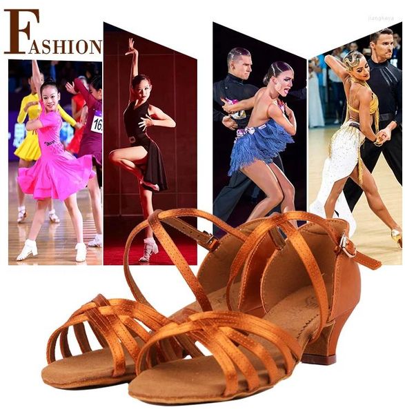 Танцевальная обувь BD Girls Latin Satin Tan Color 4,5 см каблуки Classic International for Kids 603 гонка