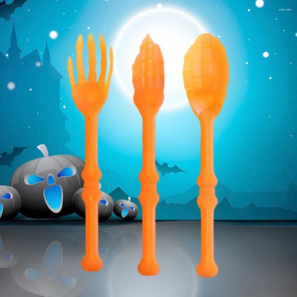 Posate usa e getta 3 pezzi creativi Halloween Crow Black Table Tables Table Fork Spoons Decorative Party Forniture per cucina barra da pranzo