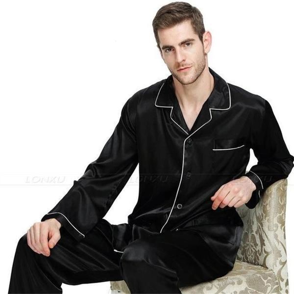 2 штуки ночной одежды для мужчин Торговая воротника с длинными рукавами брюки для весеннего осеннего сна. Домашняя одежда Smlxlxxl 240408