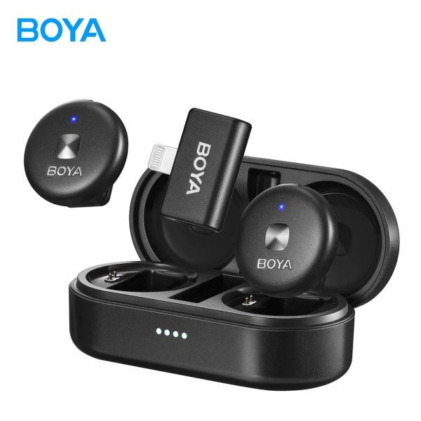 Microfones boya omic d/u sem fio lavalier lapel mini microfone condensador microfone para iPhone iPad Android Smartphone Video Broadcast Vlog