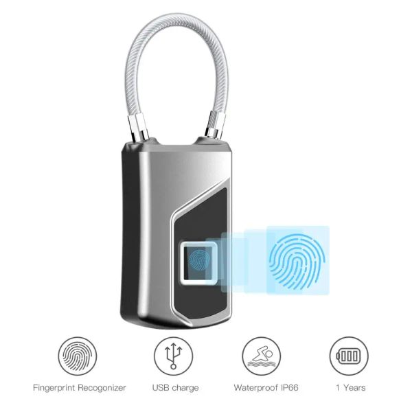 Blocca blocca ricaricabile Smart Lock senza chiavetta senza chiavetta IP66 Impossibile blocco della custodia per bagagli a pacchetto antitheft.