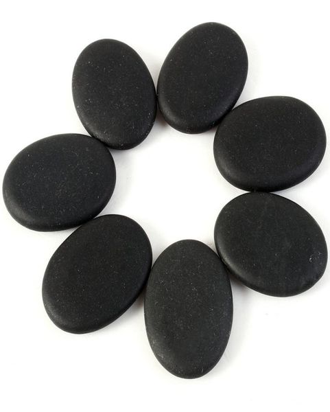 7pcs lote preto spa rock basalt energia dedo face as pedras ovais massagem lava stone natural conjunto de saúde relaxamento1545804