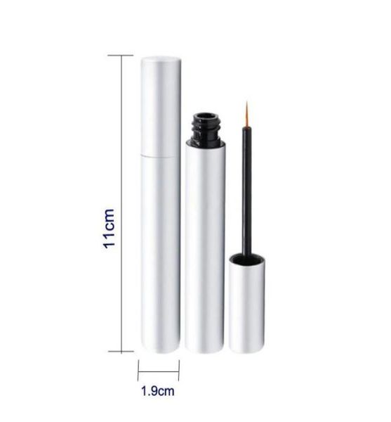 3ml Mini UV Silber Kosmetische leere Wimpern Flasche Mascara Eyeliner Fläschchen Make -up Organzier Container mit Bürstenstecker9686617