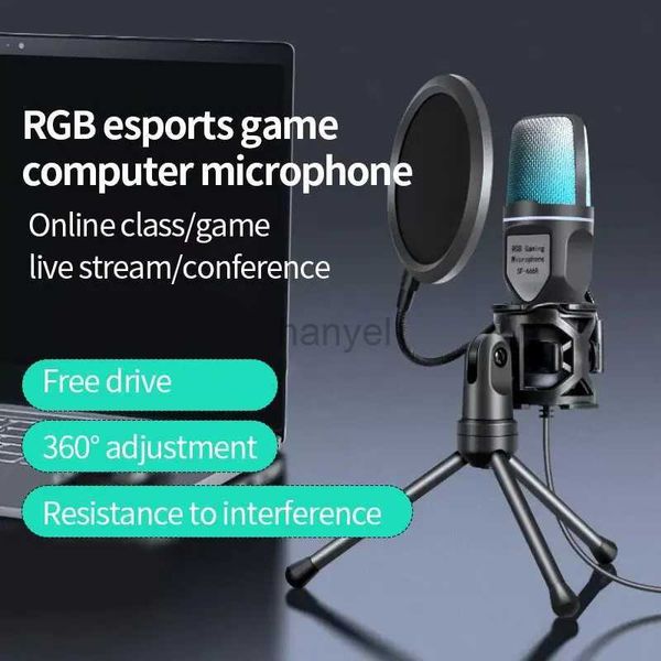 Mikrofone SF666R USB -Mikrofon RGB Mikrofone CondensAdor Draht Gaming Mic für Podcast -Aufnahme Studio Streaming Laptop Desktop PC 240409