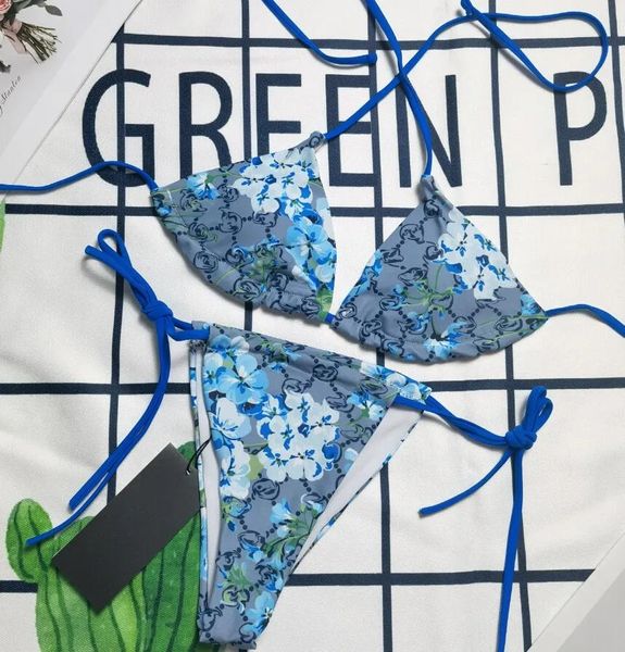 Designer Blue Bikinis Sexy Badeanzug Sets Frau Luxus neuer 2024 Sommerbrief gedruckter Ketten Bikini Sommer Badebekleidung Strand Badevaltzerubt Swimsuit FZ2404223