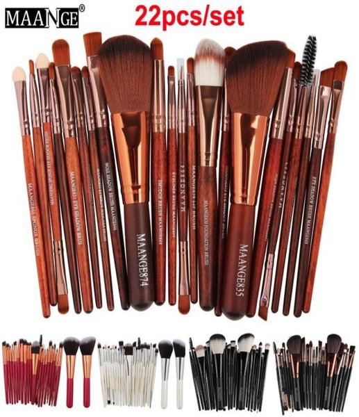 MAANGE Brand Professional 22pcs escovas de maquiagem cosméticas Conjunto de máscara de pó Busher Eyeshadow Poveses Fundação Lip sobra