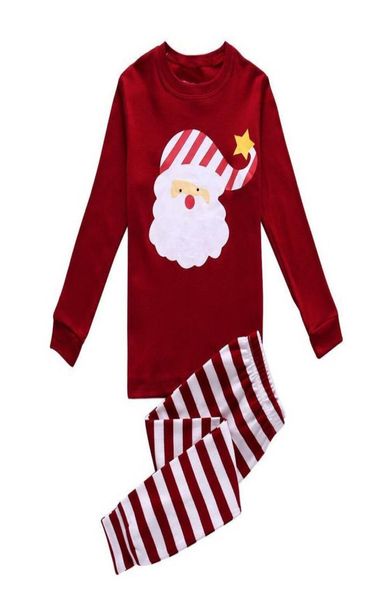 Red Santa Baby Girls Pyjamas Kleidung Anzüge 100 Baumwoll Weihnachten Kinder Pyjama Set 27 Jahre Nachtwäsche Jungen Tee Tops Hosen 218670153