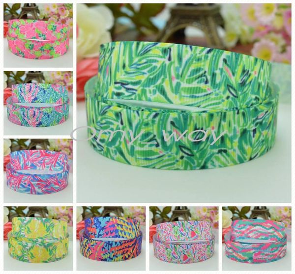 78Quot22mm Lilly Flowers Schmetterling gedruckt Grosgrain Ribbon Hairbow Party Dekoration DIY Handgefertigtes Ganzes OEM 50YD6226289