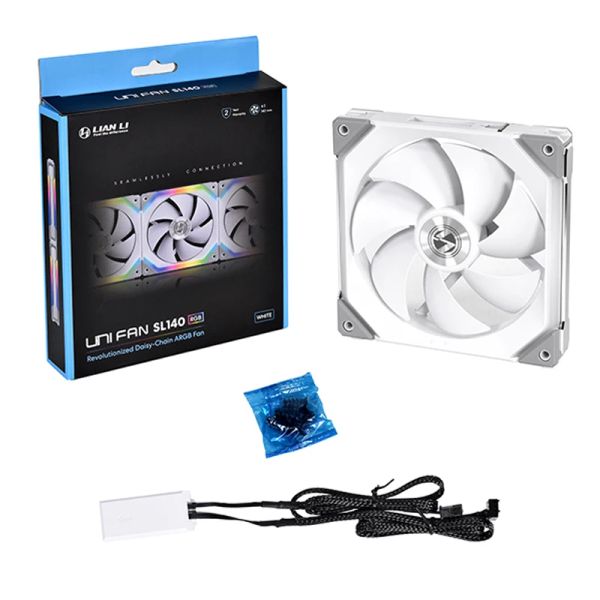 LIANLI REFRING LIANLI UNI SL1401W/B FAN 5V 3PIN ARGB SUPORTE CONTROLE DO MOTERBOLA, LCONNECT SEM Controlador preto, branco, 140mm Single Fan