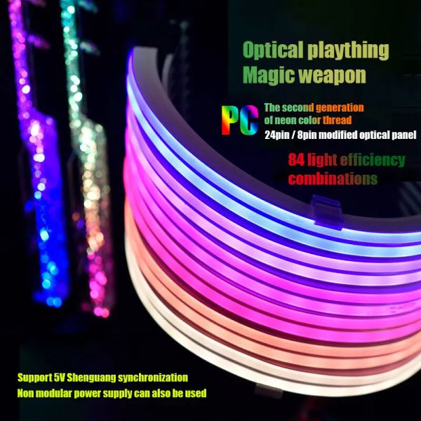 CPUS STRIMER Plus LIAN LI ESTENSIONE ALLA ESTENZIONE INDIRIVIBILE RGB 24PIN ATX / VGA Cavo di alimentazione triplo 8pin Silicone Rainbow Light Guide