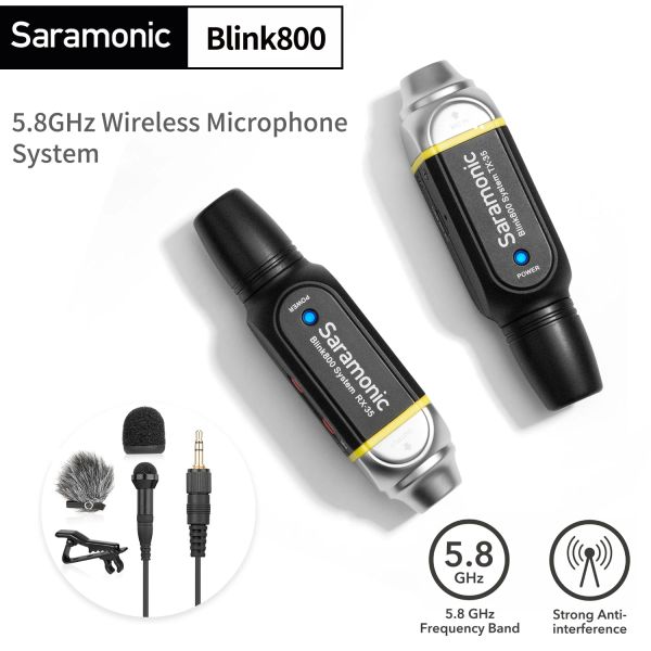 Mikrofonlar Saramonic Blink800 B1 B2 B3 Kablosuz Mikrofon Sistemi 5.8GHz Ses mikrofonu 3.5mm XLR 6.35mm Kamera Mikser Gitar için 800 Blink Blink 800