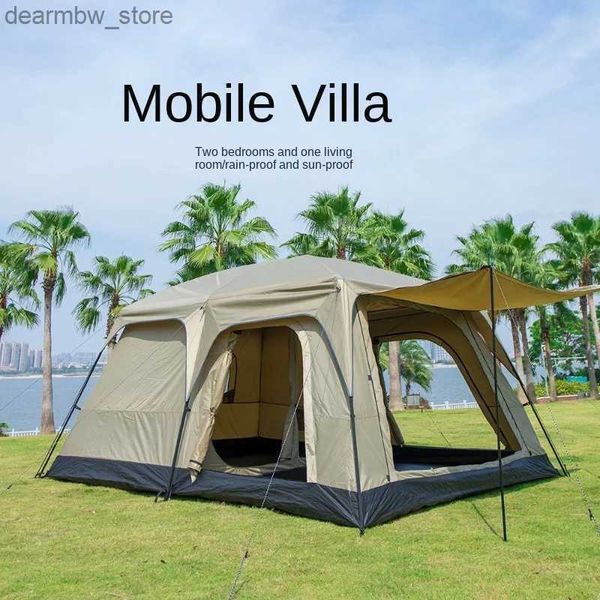 Tendas e abrigos 8-12 pessoas tenda de acampamento de luxo grande acampamento ao ar livre 6-8 pessoas Villa móvel à prova de chuva e à prova de vento festas de várias pessoas L48