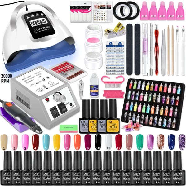 Trimmer Manicure Set Poly Nail Gel Kit 114W/36W Ногочная лампа Полу постоянного лака Акриловый гель -гель для разгибания набор для ногтевого искусства набор для ногтей