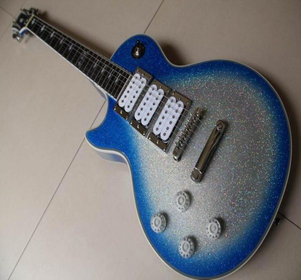 Asso a sinistra intero Ace Frehley Signature Electric Guitar Kiss Bluesilverflash Silver Finitura di alta qualità 1205212190276
