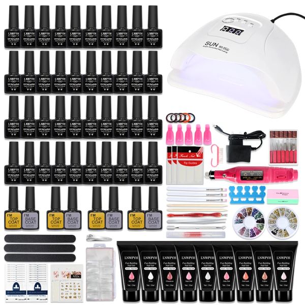 Guns Nail Kit Kit UV светодиодная лампа для ногтевой лампы удлините 9 цветовой гвоздь комплект лака для ногтей 20000 об / мин электрический набор для ногтей.