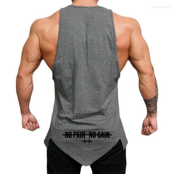 Erkek tank üstleri yaz kas erkekler düzensiz etek etek kolsuz gömlek pamuk spor giyim giyim vücut geliştirme fanila gündelik fitness tişört