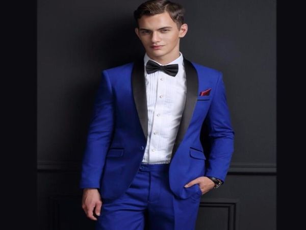 Royal Blue Men Wedding Tuxedos черная шаль лацка Slim Fit Groom Tuxedo Fasion Sware Swit