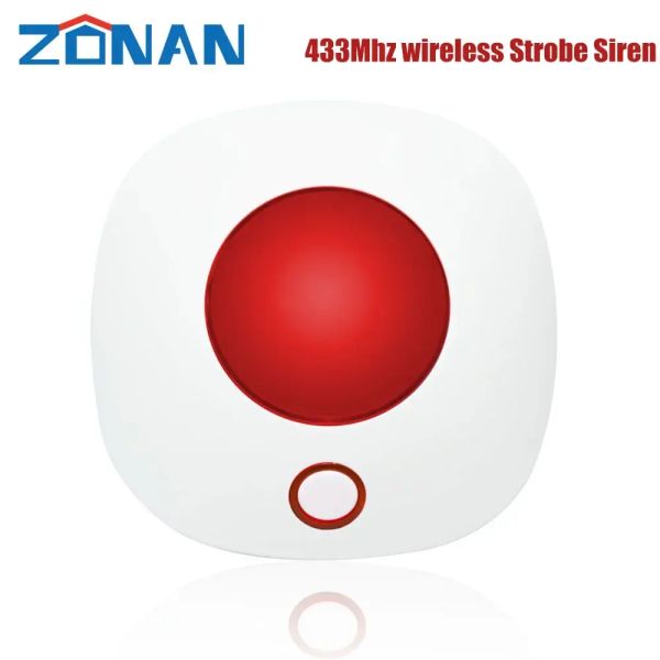 Sirena zonan sn10 433mhz corno indoor sirena wireless flashing strobo sirena sirena leggera per wifi gsm home allarme di sicurezza sistema