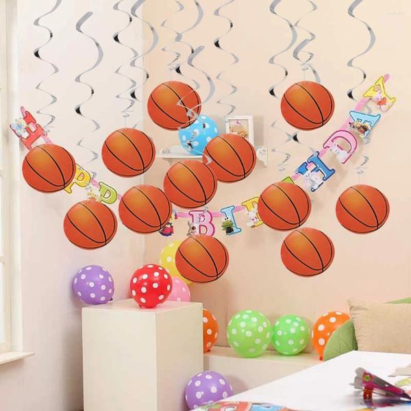 Decoração de festa 12pcs Basquete pendurado Swirls School Sport Celebration Holiday DIY Supplies