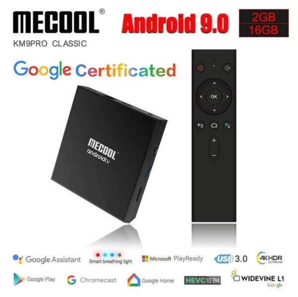 Box Androidtv 10.0 Google certificato Mecool KM9 Pro 2GB 16GB Android TV Box Amlogic S905X2 4K Voice 2.4G 5G Dual Wifi Bt4.0 KM9ATV