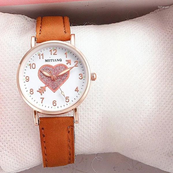 Principais relógios de pulso Luxúria cinta de couro fosco relógio feminino moda casual simples discagem pequena cronógrafo cronógrafo ladies watch (sem caixa sem pulseira