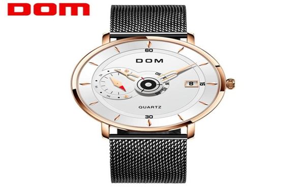 Dom New Sport Mens Watches Top Brand Luxury Full Steel Quartz Waterroproof Dial Dial Orologio da uomo Auto Orologio da polso M12994561947