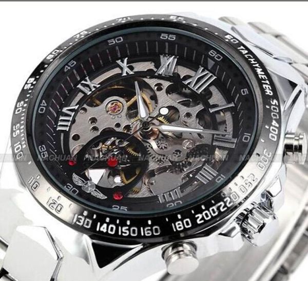 2021 Moda Aço Men Winner Male Winner Brand Stylish Design Classic Mechanical Self Wind Dress Skeleton Watch Gift5651499