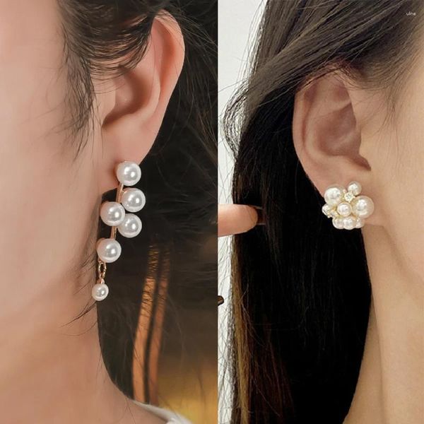 Bolzenohrringe eleganter Perle Tropfen für Frauen einzigartige Traubengruppen Ohrring -Blume Mode jüdische Temperamentzubehör