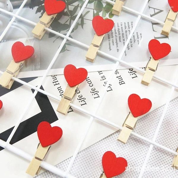 Parti Dekorasyon Kalp Aşk Ahşap Giysiler Po Kağıt Peg Pin Mini Clothespin Kartpostal Klipler Ev Düğün Sevgililer Günü Dekorati Dayanıklı