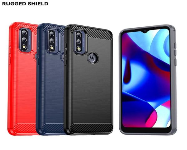 Case di fibra di carbonio TPU molli per Motorola Moto E7 G7 G8 G9 Plus G50 G60 G Stylus puro 2022 Gioca 2021 Potenza veloce 5G E20 E30 E40 RUGG2441161