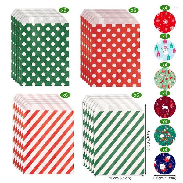 Wrap regalo 24 pezzi di sacchetti di carta colorati con adesivi caramelle per avvolgere regali di compleanno per bambini
