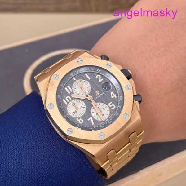 Ladies 'AP Armbandwatch Royal Oak Offshore -Serie Herren mit 42 mm Durchmesser Präzision Stahl 18K Roségold Freizeit Luxus Uhr 26470OR.OO.1000OR.02