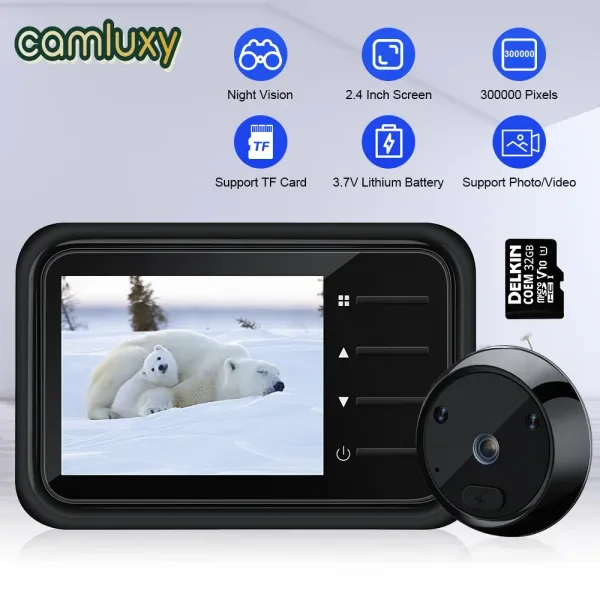 Campainhas de campainha camluxy video bole da porta de campainha de 2,4 polegadas de 2,4 polegadas Ir Vision Door Bell Smart Home Safety Videoeye Monitor Visualizador