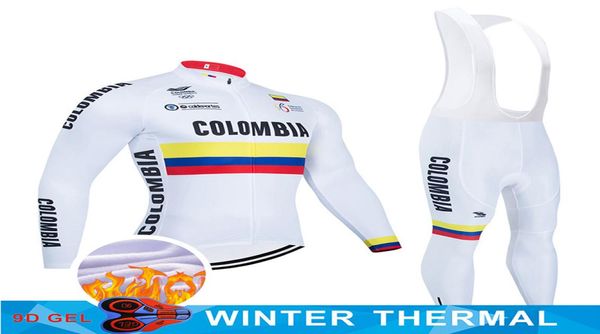 Colombia White Winter 2021 Cicling Jersey Pantaloni da bici 9D set maschile ropa ciclismo in pile termica abbigliamento in bicicletta da ciclismo Wear1936423