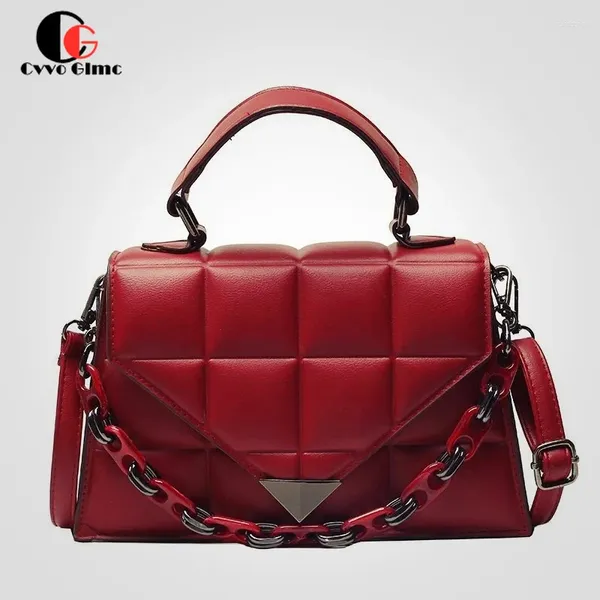 Omuz çantaları CG Tasarımcı Crossbody Square Bag 2024 Moda kalitesi PU Deri Kadın Çantaları Düz ​​Renkli Lingge Messenger