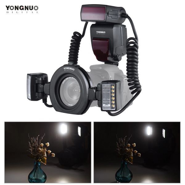 Acessórios Yongnuo yn24ex flash speedlite 5600k com cabeças flash 2pcs e anéis de adaptador 4pcs para Canon EOS 1dx 5d3 6d 7d 70d 80d câmeras