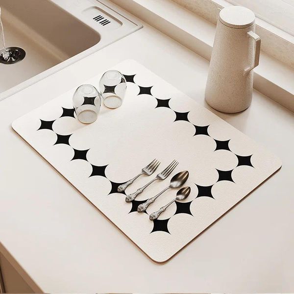 Tapetes de mesa abstrato nórdico absorvente placemat café prato prato de seca rápida drening tapete cozinha almofadas de drenagem de banheiro bacia de lavagem