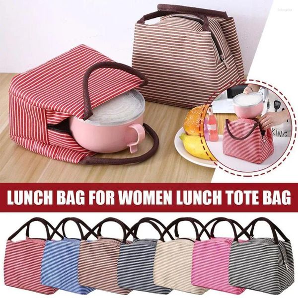 Aufbewahrungstaschen Modekühler Lunchbox Tragbare isolierte Leinwandtasche Thermalfutter Picknick -Tasche für Frauen Kinder V3C0