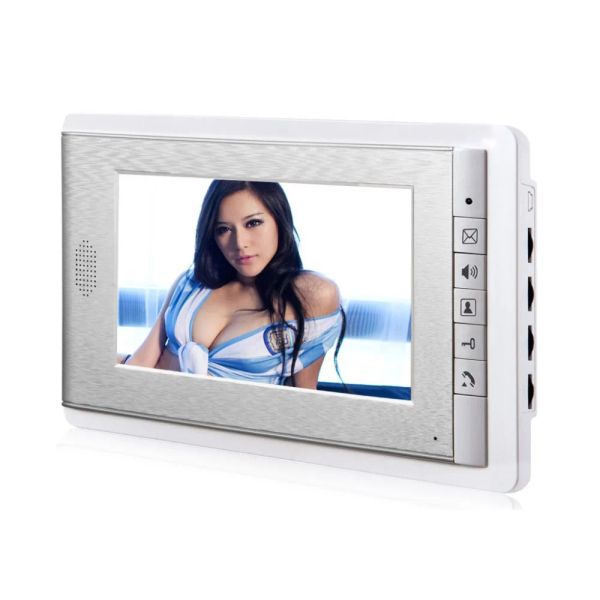 Interfone 7 polegadas Color LCD Screen 2way Hands Free Intercom Video Door Phone Monitor Wired, Monitoramento de suporte, desbloqueio, Intercom