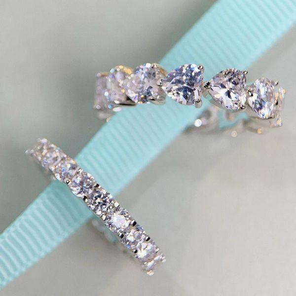 Anelli a grappolo 925 anello d'argento a strati e versatili per i coreani giapponesi semplici gioielli da sposa a diamante