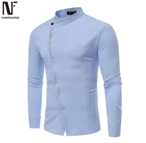 Bordados de smoking masculino de bordado camisetas tortos de gestão de backet stand colar colar roupas de festa elegante manga longa solta fit size3233889