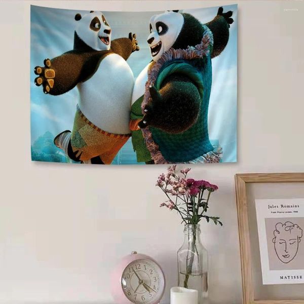 Filme de tapeçarias K-Kung Cool F-Fu Panda Tapestry Nórdica Impressão Cadeira de Dinalização de Crega Decoração Circular Sento para Mesa de Escritório