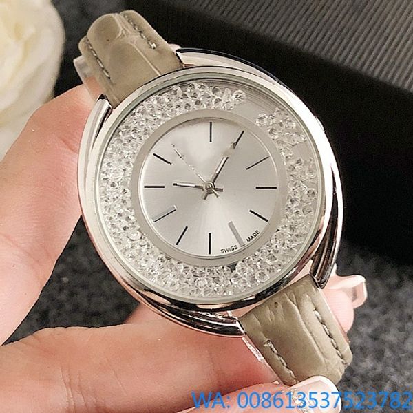 2024 Crystal SW Fashion Style Brand Quartz Wrist Watches for Women Girl With Crystal Dial Dial Metal Steel Band Wholesale Luxury Watch RELOJ MUJER