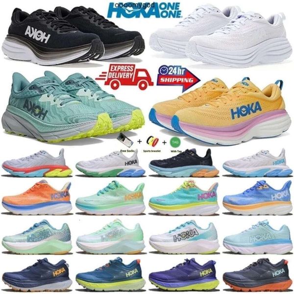 One Hokahs Bondi 8 Clifton 9 кроссовки для мужчин женщин Carbon x 2 x3 Mach x Mach Challenger 7 Triple Black M Speedgoat 5 Широкие тренеры Stinson 6 Atr