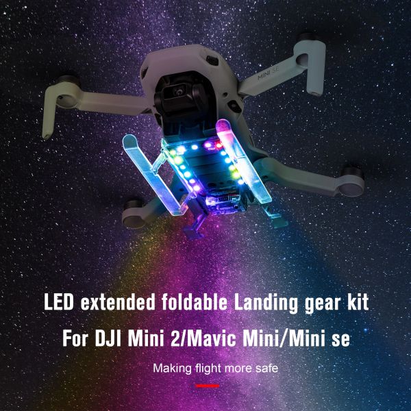 Accessoires Fahrgefangene Luftabfall für DJI Mavic Mini LED/Mini 2 SE -Drohnenzubehör Blitzleuchte Kit verlängerte Faltlampe -Lampenschütze Set