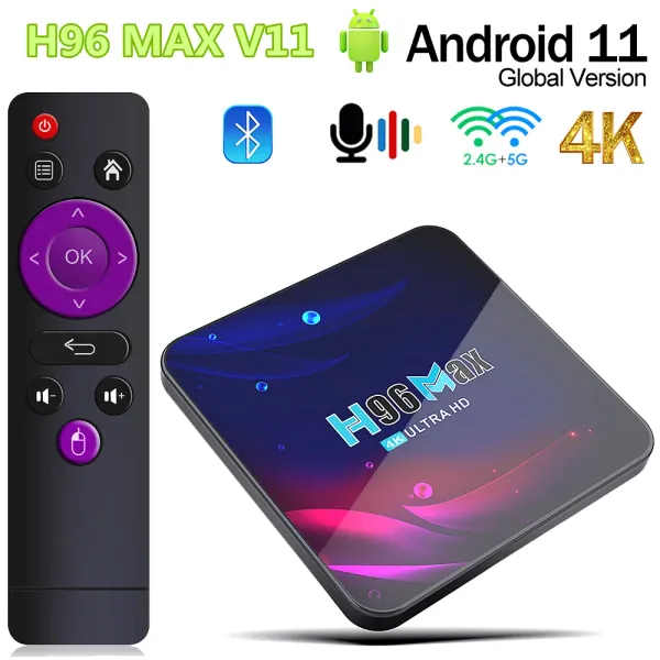 Box H96 MAX V11 Smart TV Box Android 11.0 RK3318 RockChip 2G16G 4G 32G 64G TVBox BT 3D 2.4G 5G WiFi 4K HDR Media Player set Top Box