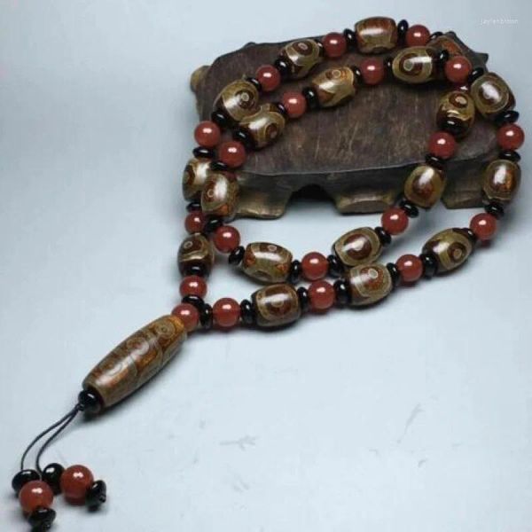 Подвесные ожерелья тибетские молитвенные беспокойства Dzi Bead Old Agate 9 Eyes или 3 Ожерелье Gzi Тибет