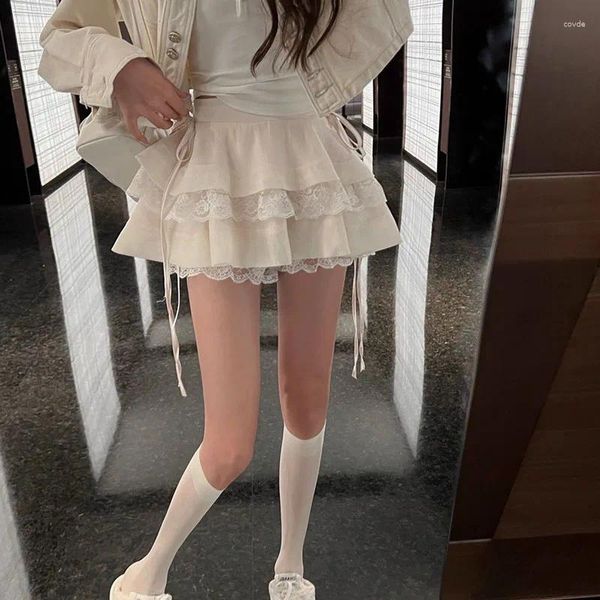 Röcke Lucyever süße Mädchen flauschige Blase Tutu Rock Japanischer Stil Spitze Spleiß Kuchen jk Frauen Lolita niedlich Falten Mini