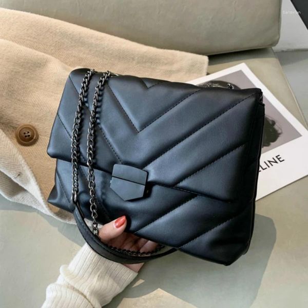 Bag V-Line Crossbody için Kadınlar 2024 Moda Sac Ana kadın omuz çanta ve tutamaklı cüzdanlar